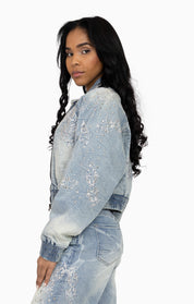 Heavy Embellished Denim Jacket - Howard Blue