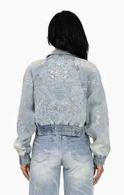 Heavy Embellished Denim Jacket - Howard Blue