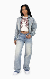 Heavy Embellished Denim Jacket - Howard Blue