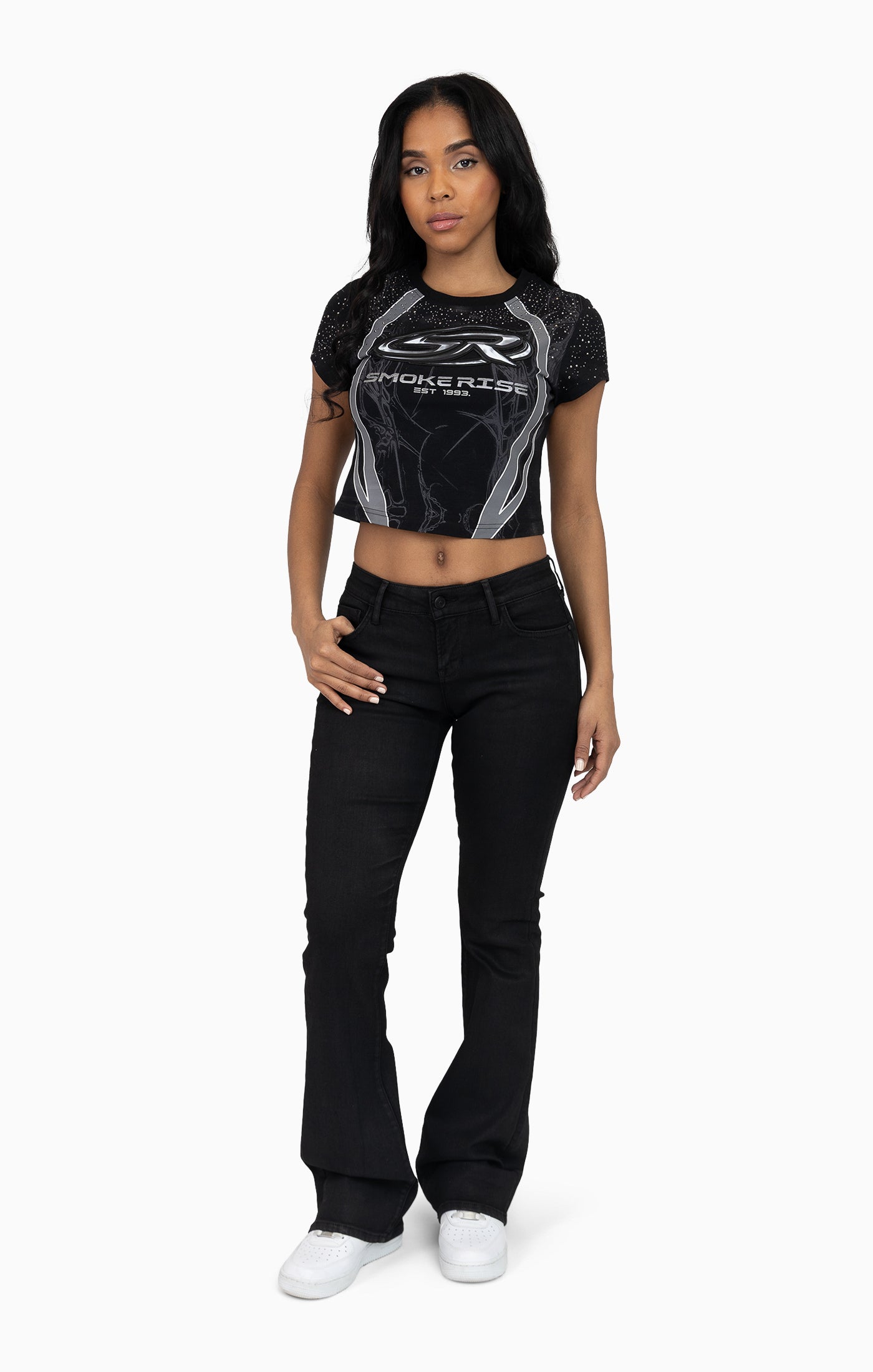 Low Rise Bootcut Denim Pants - Glow Black