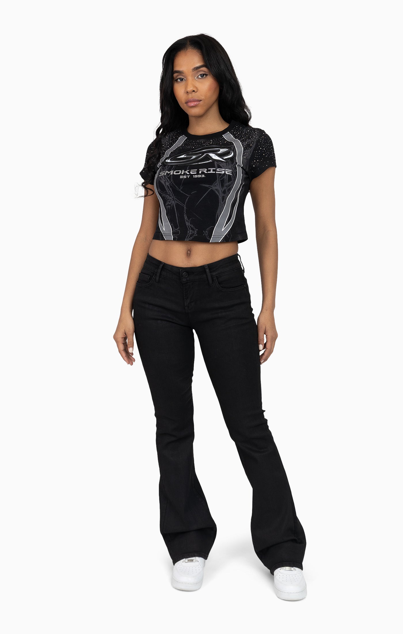 Low Rise Bootcut Denim Pants - Glow Black