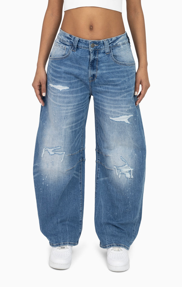 Rip & Repair Barrel Fit Denim Pant - Drift Blue