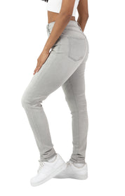 High Rise Rip Off Skinny Pants - Cider Grey