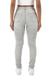 High Rise Rip Off Skinny Pants - Cider Grey