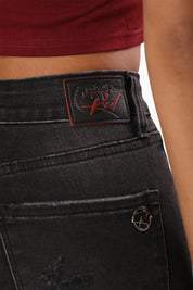 High Rise Rip Off Skinny Pants - Nightfall Black