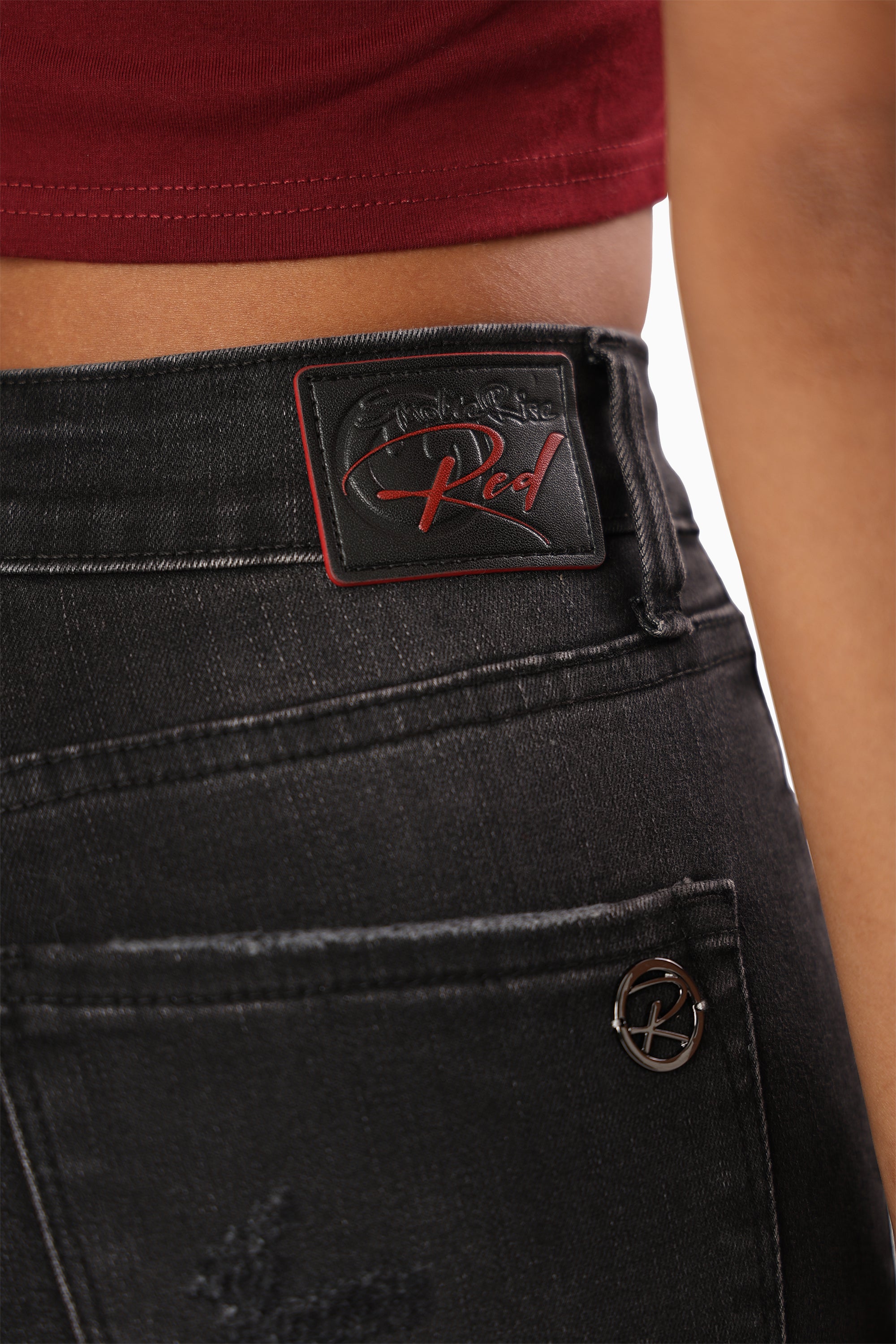 High Rise Rip Off Skinny Pants - Nightfall Black