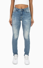 High Rise Rip Off Skinny Pants - Walter Blue