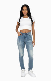 High Rise Rip Off Skinny Pants - Walter Blue