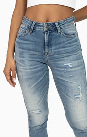 High Rise Rip Off Skinny Pants - Walter Blue