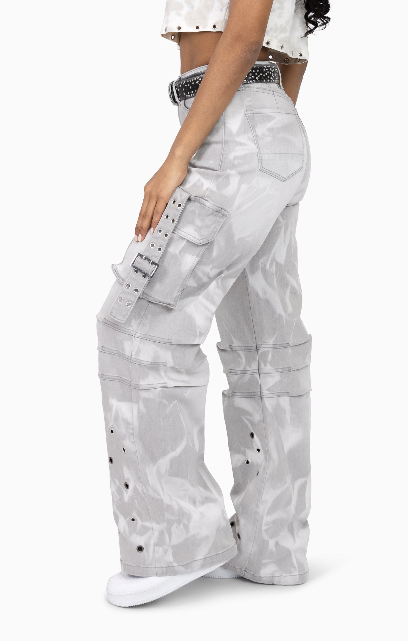 Grommet Denim Pants - Glacier Grey