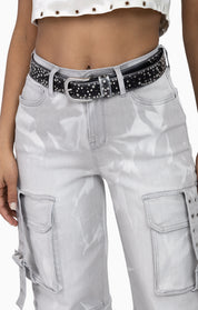 Grommet Denim Pants - Glacier Grey