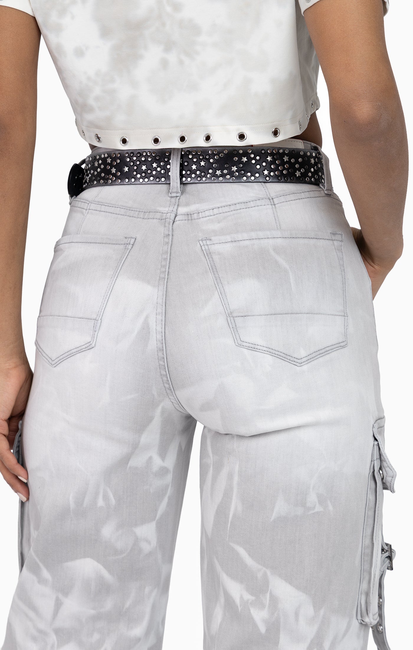 Grommet Denim Pants - Glacier Grey