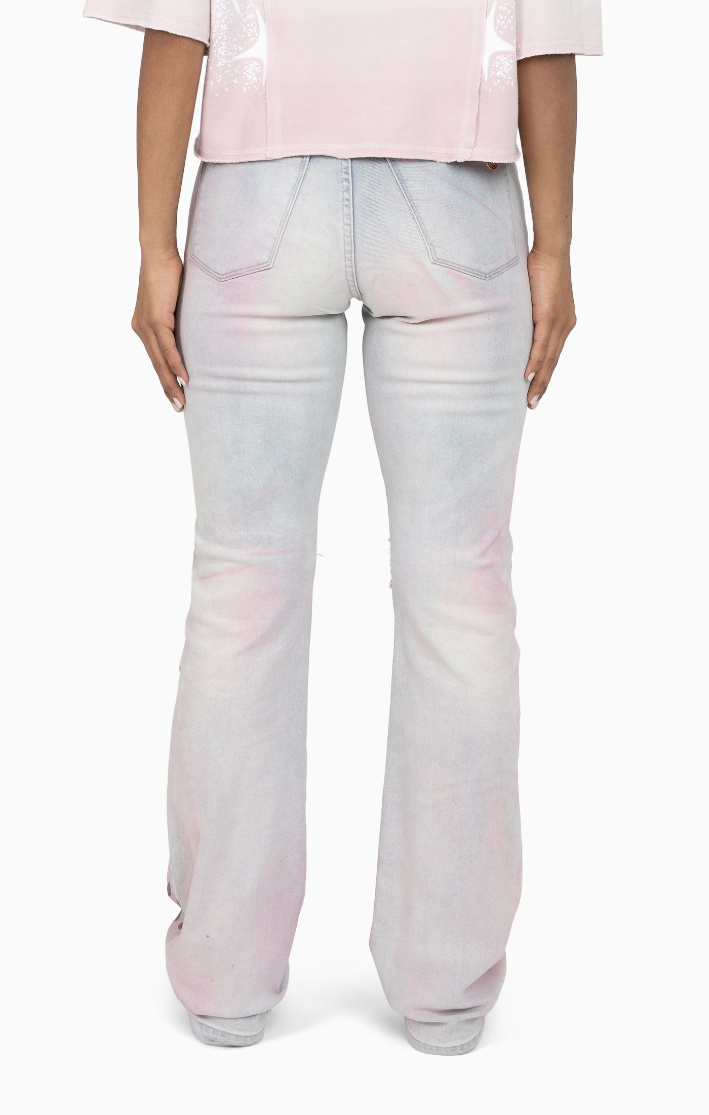 Oversprayed Cutline Denim Pants - Anise Blue