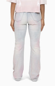 Oversprayed Cutline Denim Pants - Anise Blue