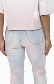 Oversprayed Cutline Denim Pants - Anise Blue