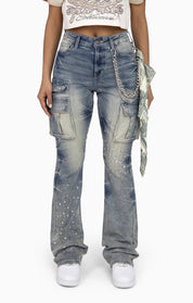 Chain Scarf Utility Pants - Hazel Blue