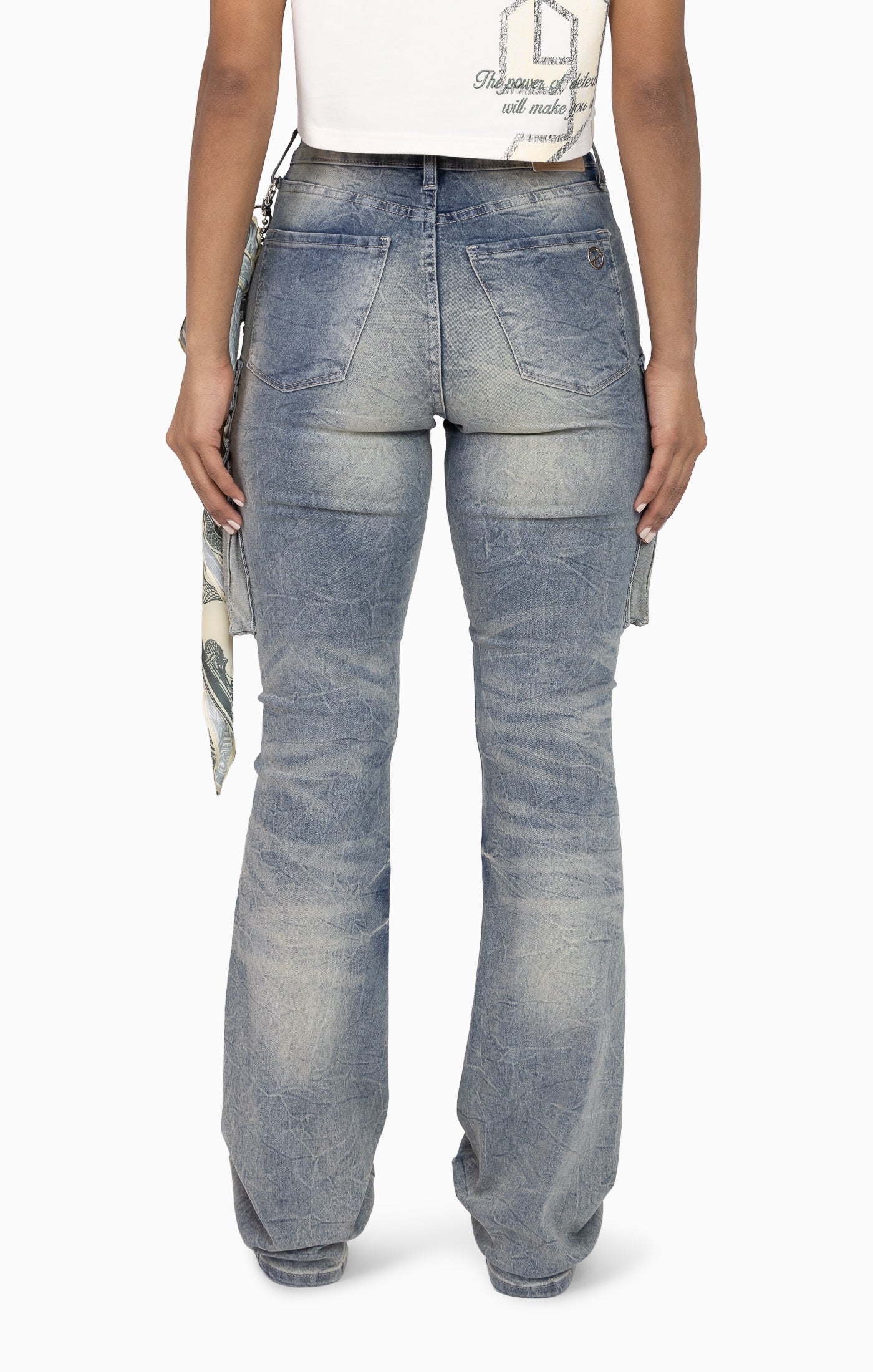 Chain Scarf Utility Pants - Hazel Blue