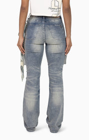 Chain Scarf Utility Pants - Hazel Blue