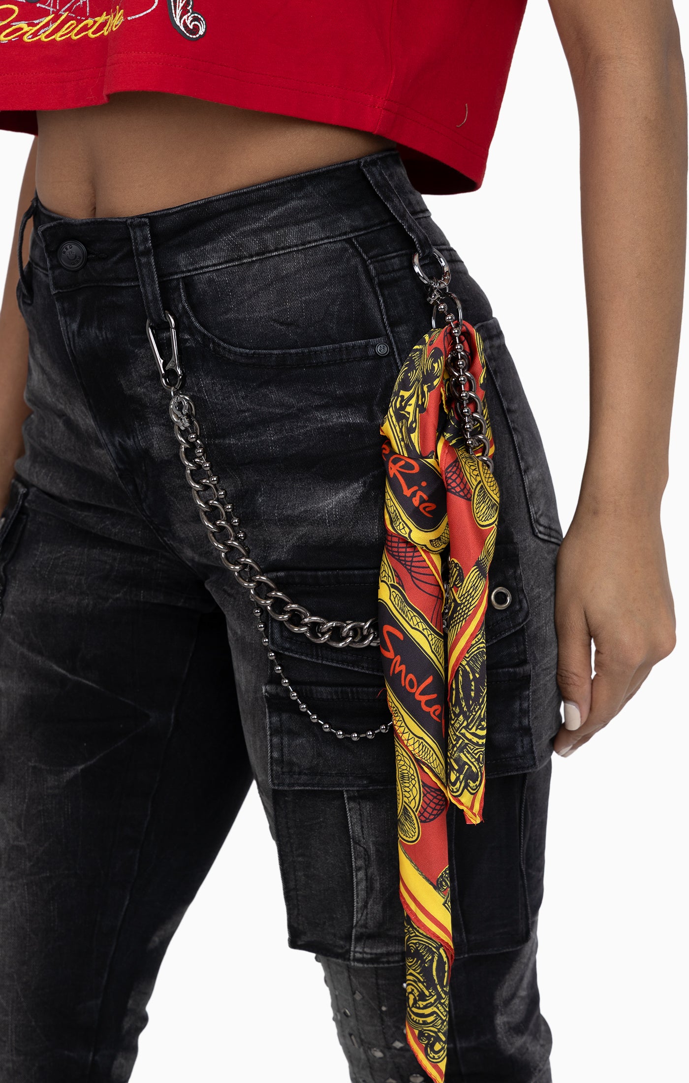 Chain Scarf Utility Pants - Rogue Black