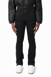 Wax Finish Utility Pants - Deep Black