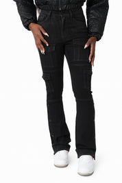 Wax Finish Utility Pants - Deep Black