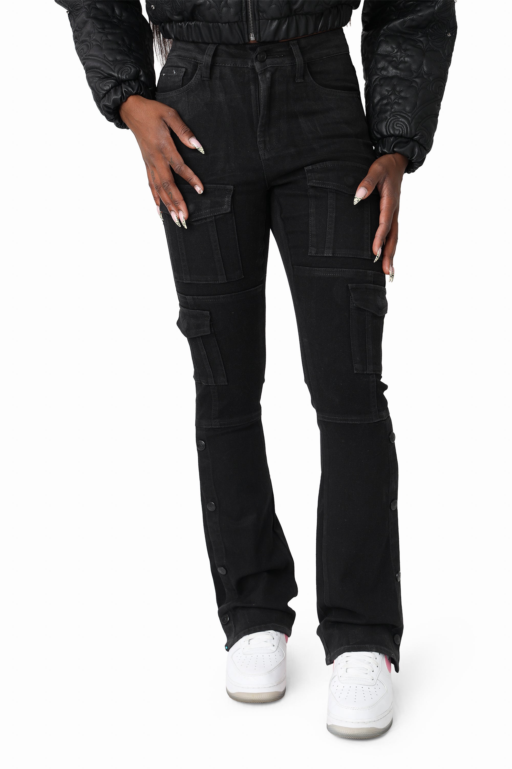 Wax Finish Utility Pants - Deep Black