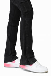 Wax Finish Utility Pants - Deep Black