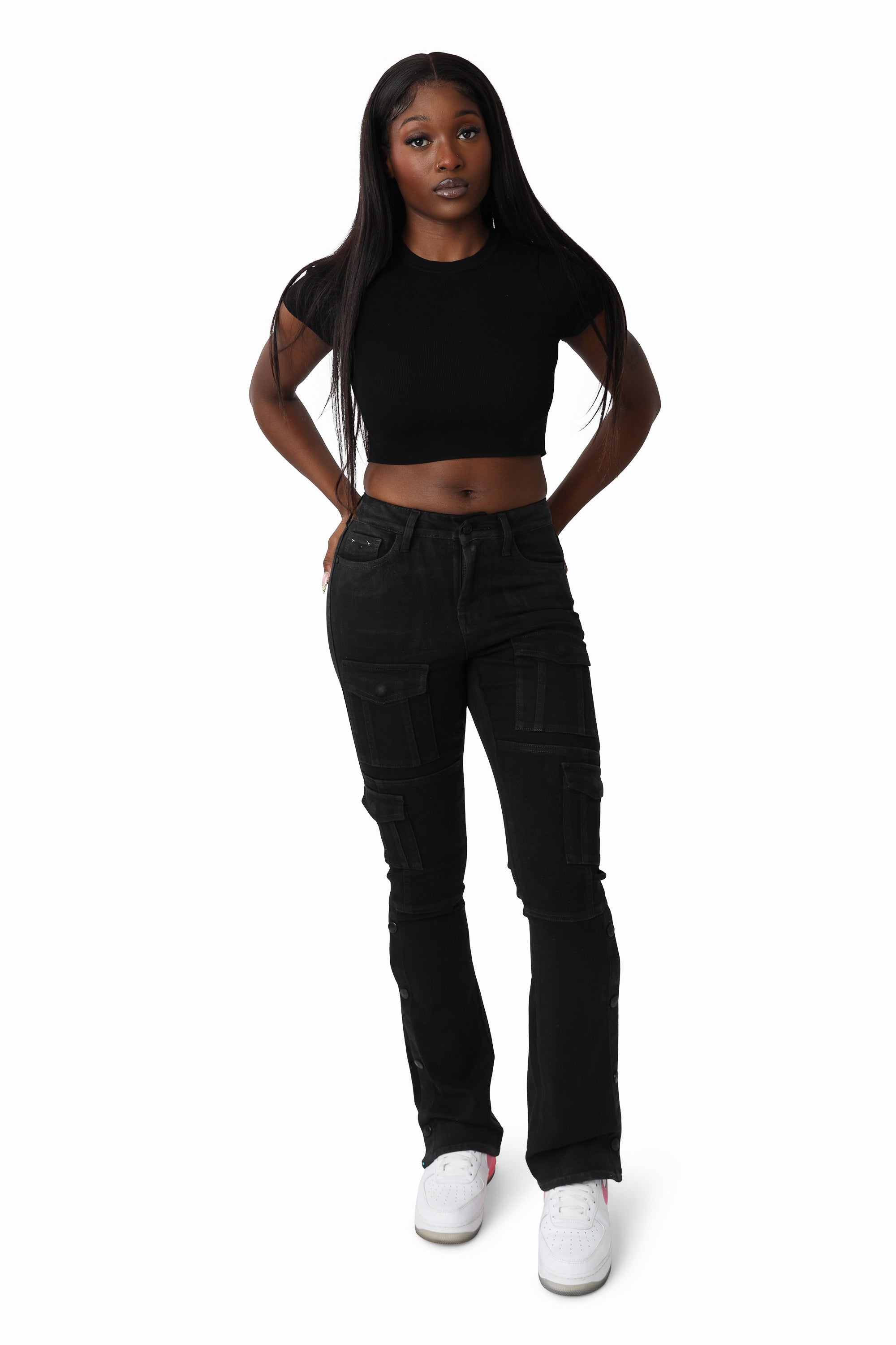 Wax Finish Utility Pants - Deep Black