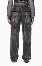 Heavy Embellished Denim Pants - Black Dust