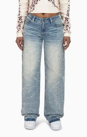 Heavy Embellished Denim Pants - Howard Blue
