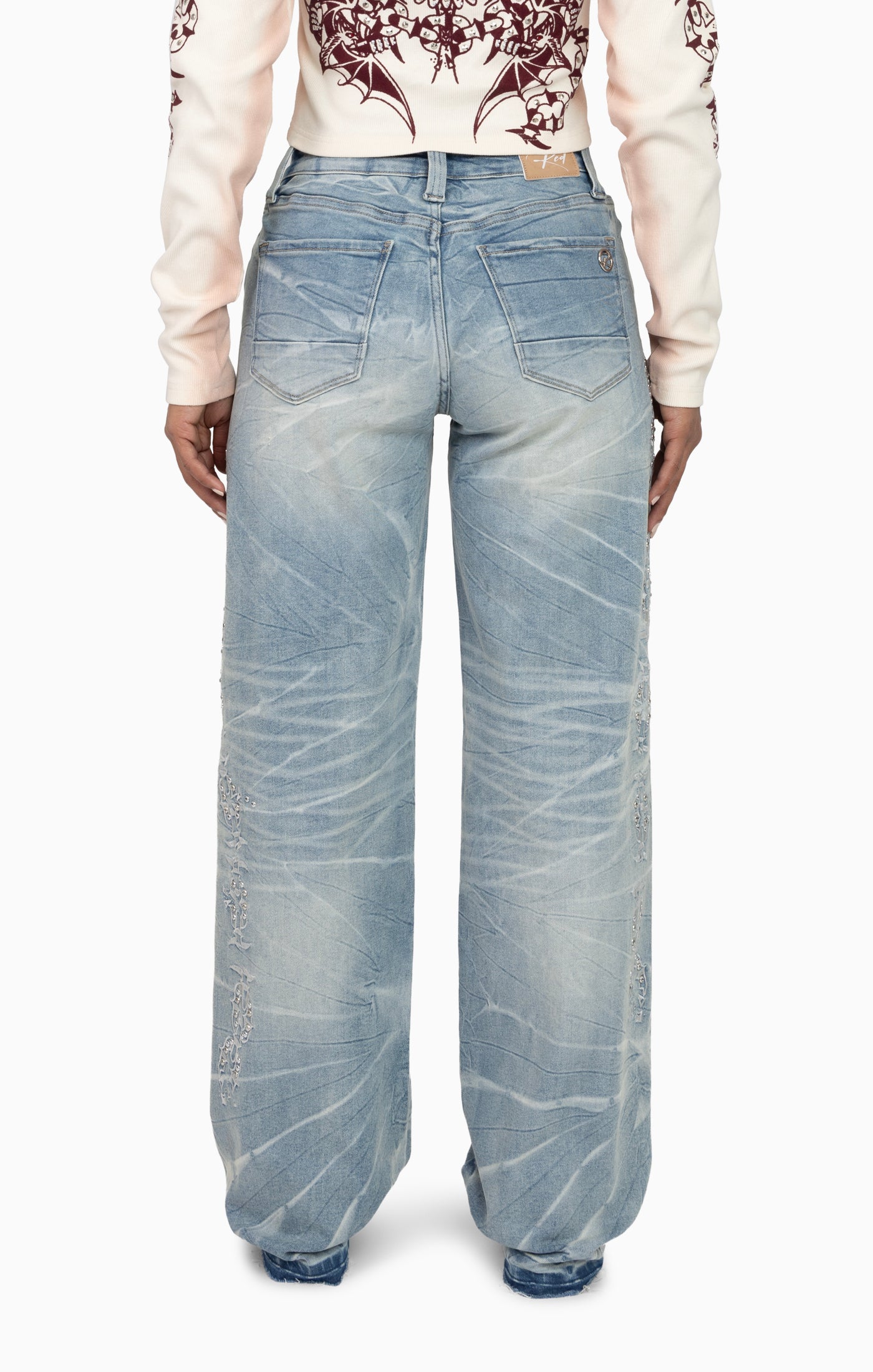 Heavy Embellished Denim Pants - Howard Blue