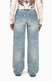 Heavy Embellished Denim Pants - Howard Blue