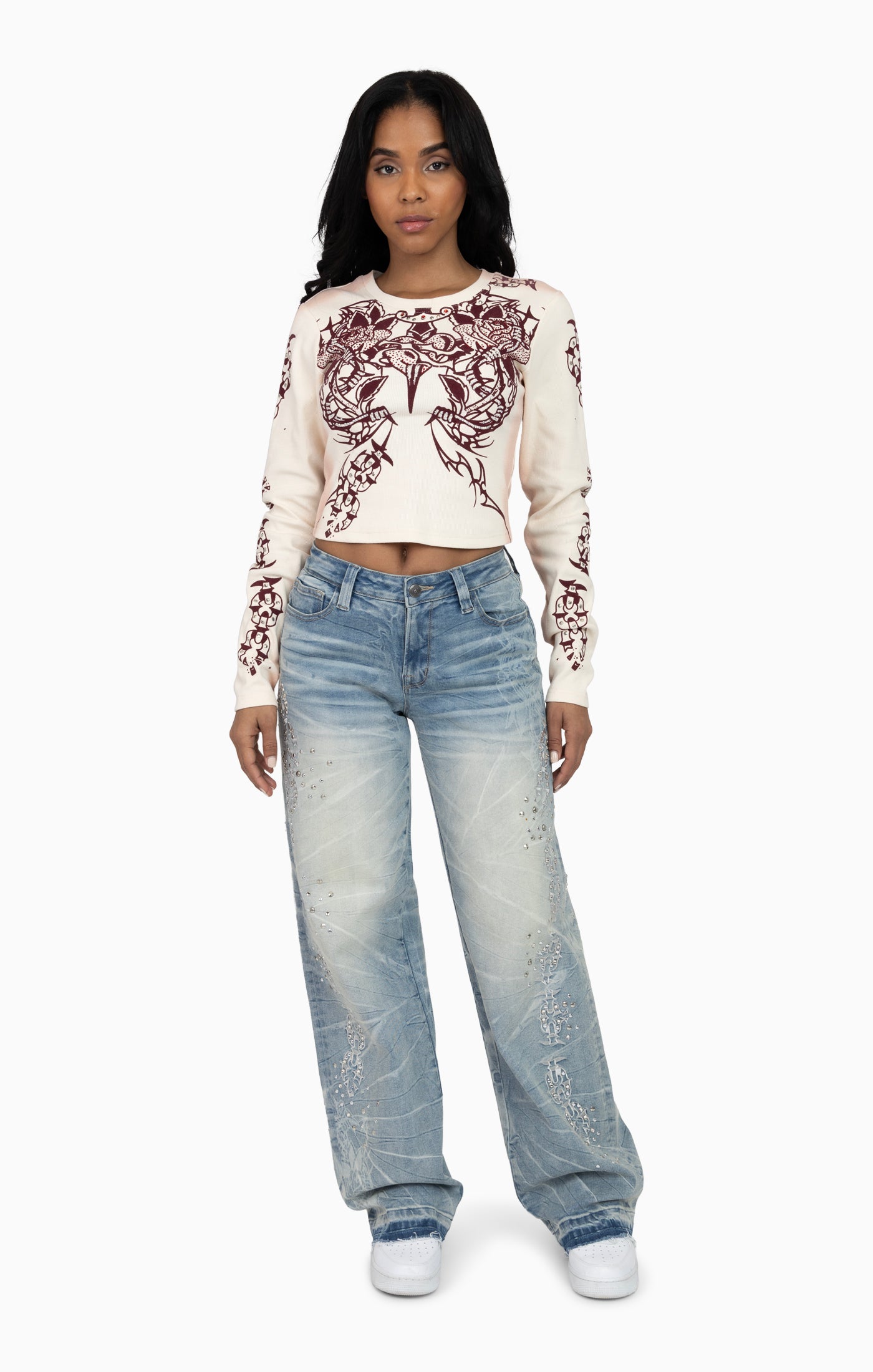 Heavy Embellished Denim Pants - Howard Blue