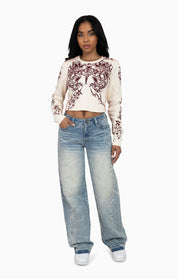 Heavy Embellished Denim Pants - Howard Blue