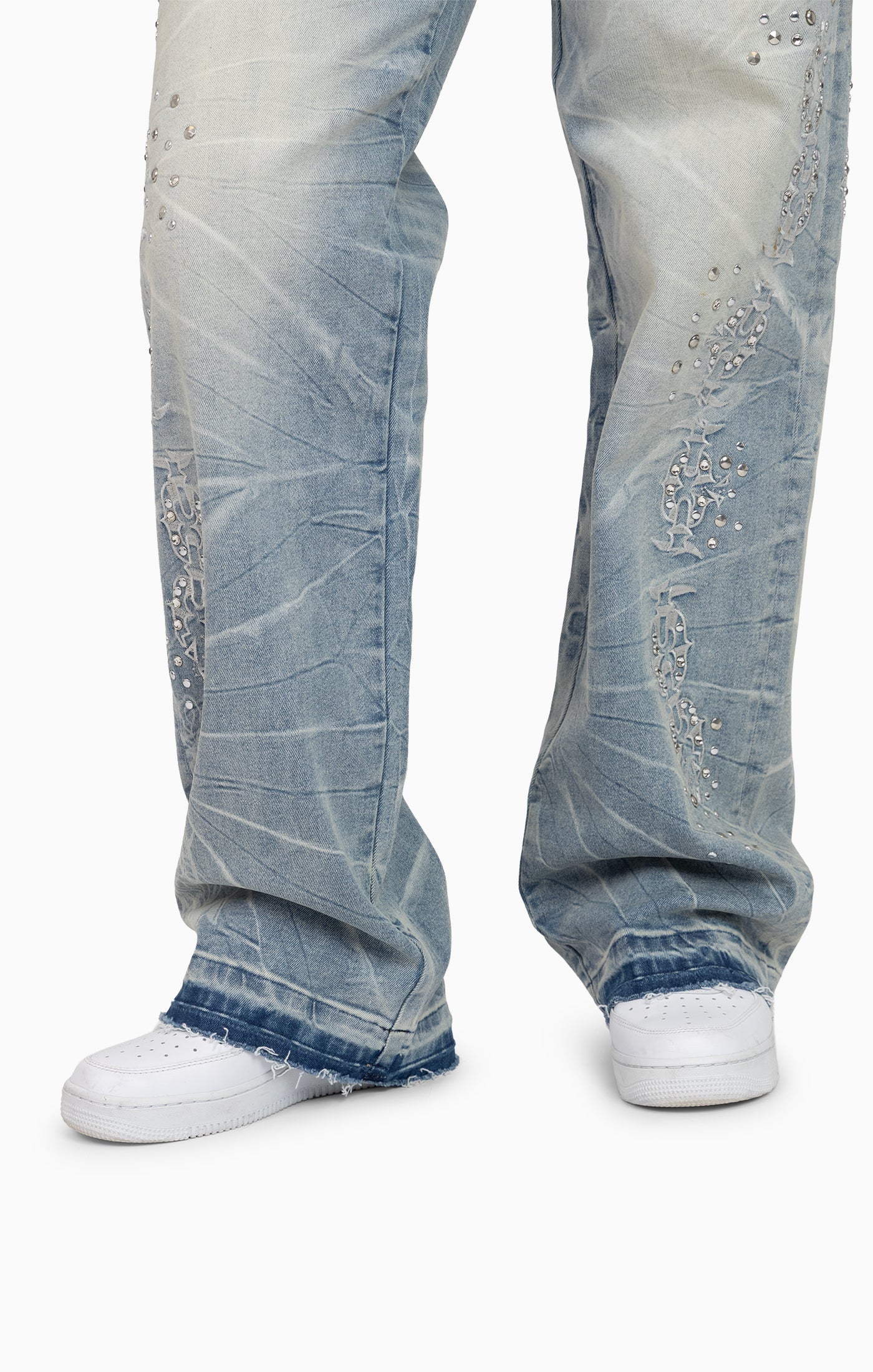 Heavy Embellished Denim Pants - Howard Blue