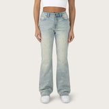 High Rise Bootcut Washed Jeans - Artic Blue