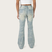 High Rise Bootcut Washed Jeans - Artic Blue