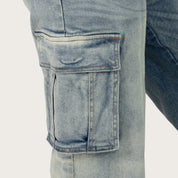 High Rise Wide Leg Half Washed Jeans - Ray Blue