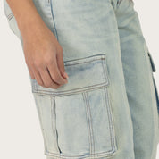 High Rise Wide Leg Half Washed Jeans - West Blue