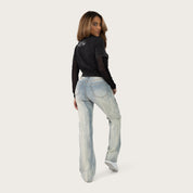 High Rise Bootcut Chain Jeans - Seville Blue