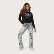 High Rise Bootcut Chain Jeans - Seville Blue