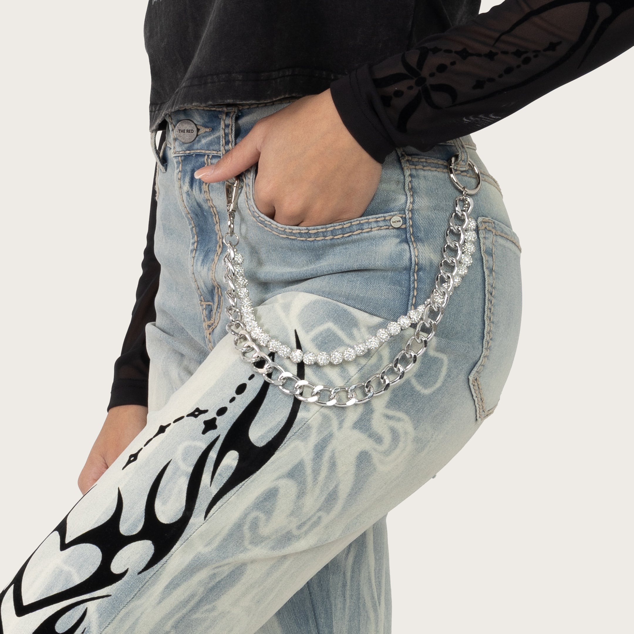 High Rise Bootcut Chain Jeans - Seville Blue