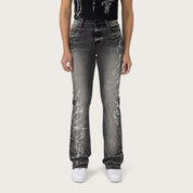 High Rise Bootcut Rhinestone Jeans - Orca Black