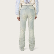 High Rise Bootcut Chain Jeans - Anise Blue