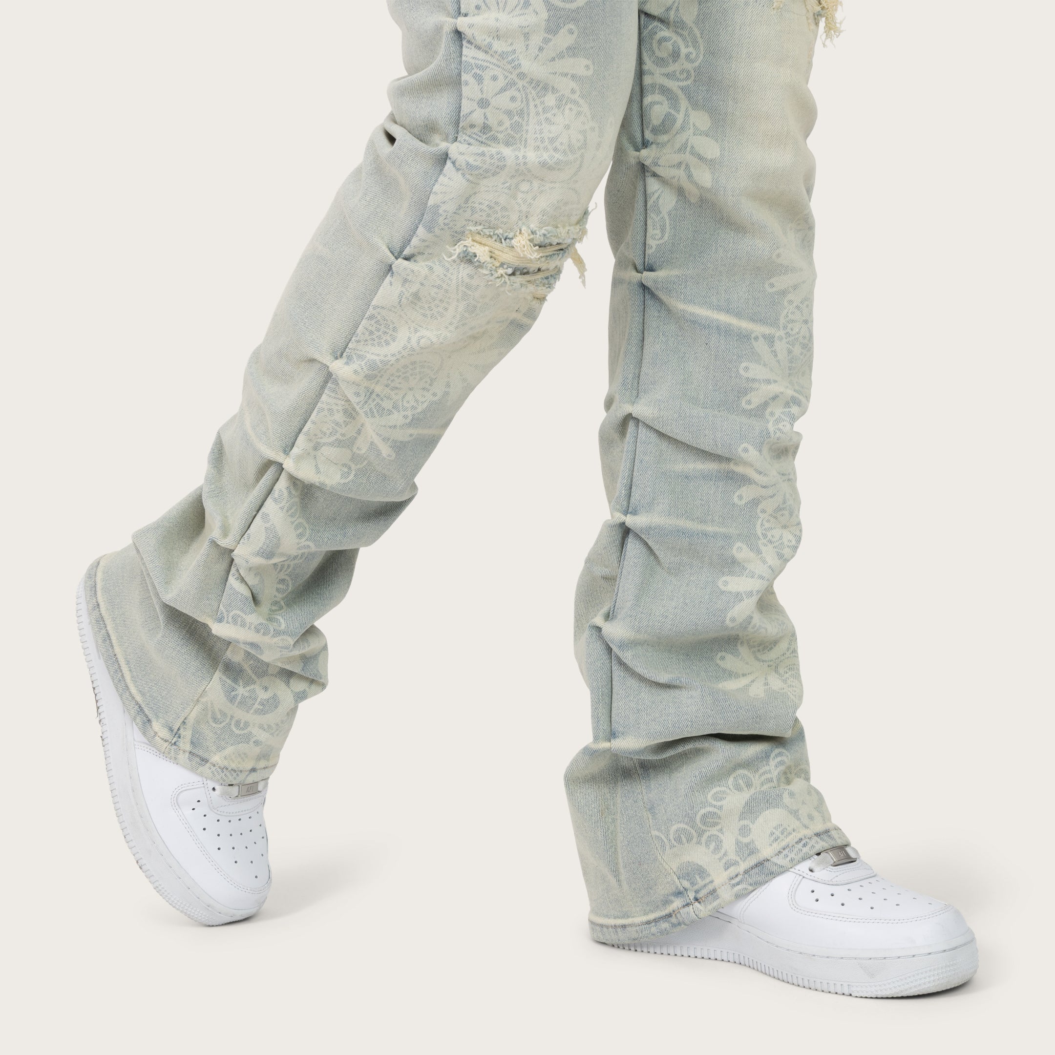 High Rise Bootcut Chain Jeans - Anise Blue