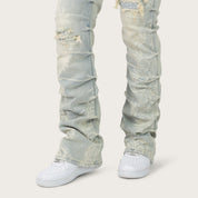 High Rise Bootcut Chain Jeans - Anise Blue