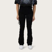 High Rise Stacked Pinched Jeans - Deep Black