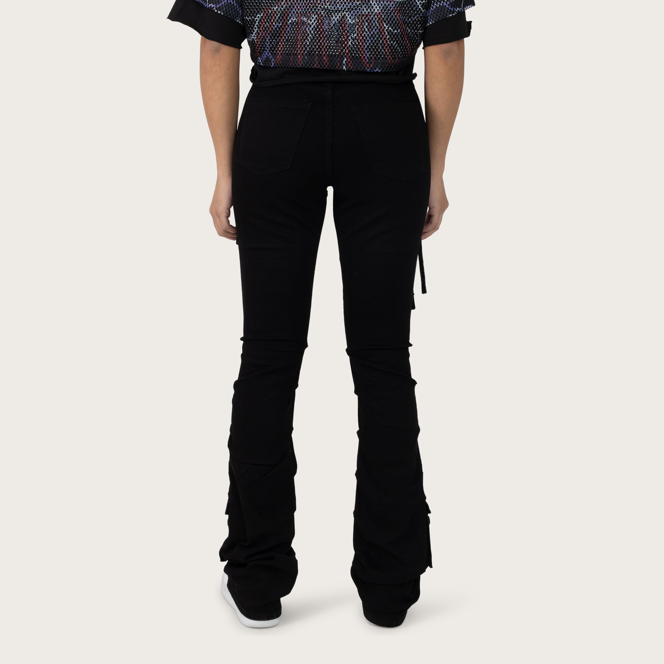 High Rise Stacked Pinched Jeans - Deep Black