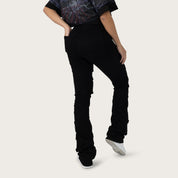 High Rise Stacked Pinched Jeans - Deep Black