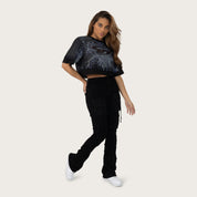 High Rise Stacked Pinched Jeans - Deep Black